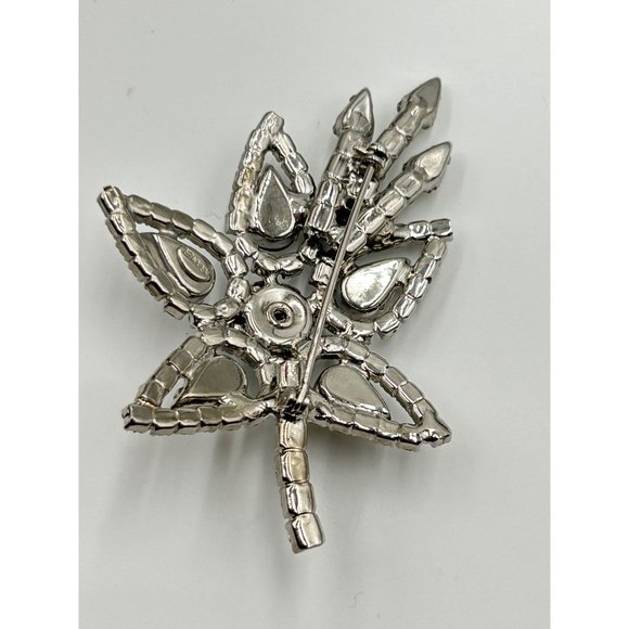 Signed KRAMER Vintage Rhinestones Star Flower Brooch Clear Stones All Prong Set - Picture 4 of 6